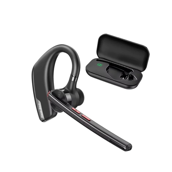 Casca Audio Profesionala New Bee Electronics M51 cu Cutie de Incarcare – 60h Autonomie, Bluetooth 5.2, ENC, Microfon Dual, Multipoint, Arie de acoperire 15 m