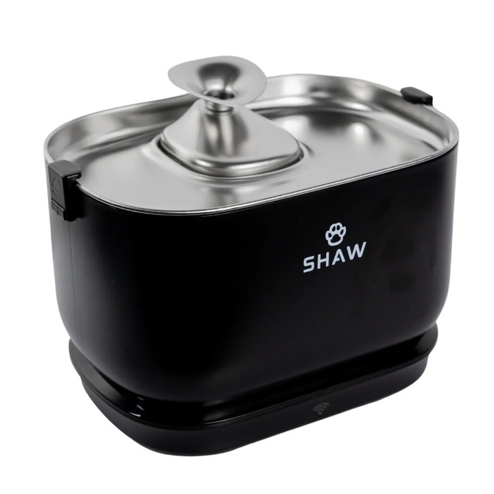 Fantana de apa smart SHAW® PRO V3 cu baterie si senzor, aplicatie mobila, sterilizare UV, pompa prin inductie, sistem filtrare, Negru