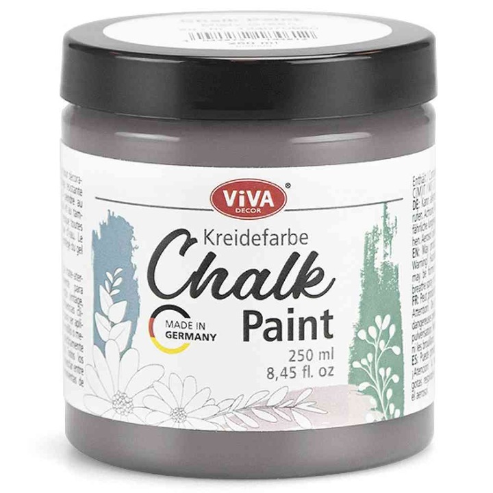 Vopsea creta pentru mobila, aspect calcaros mat, fara picurare, VIVA DECOR, 250 ml Gri cenusa
