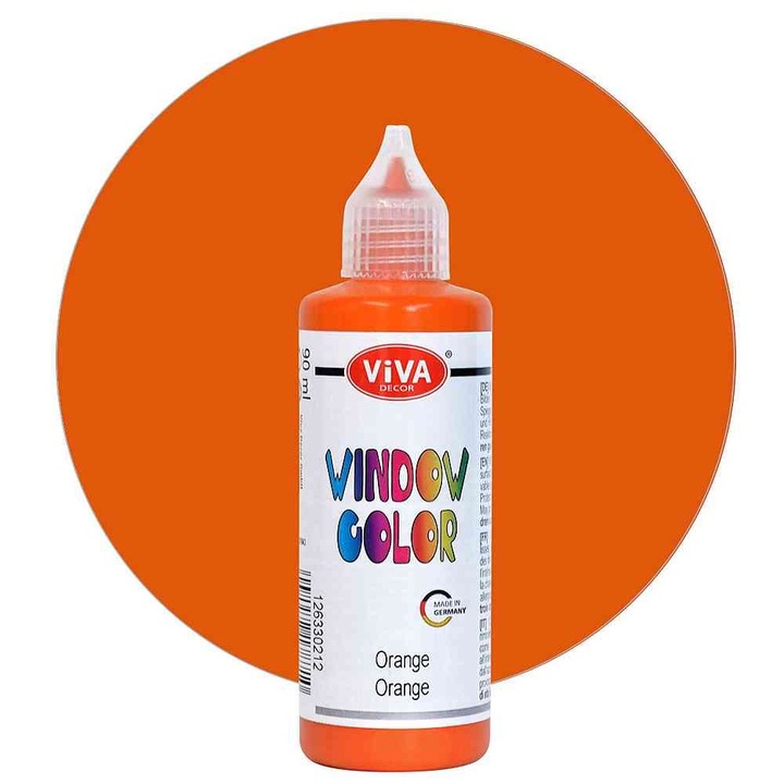 Vopsea pentru ferestre, cu aplicator, VIVA DECOR, 90ml Portocaliu