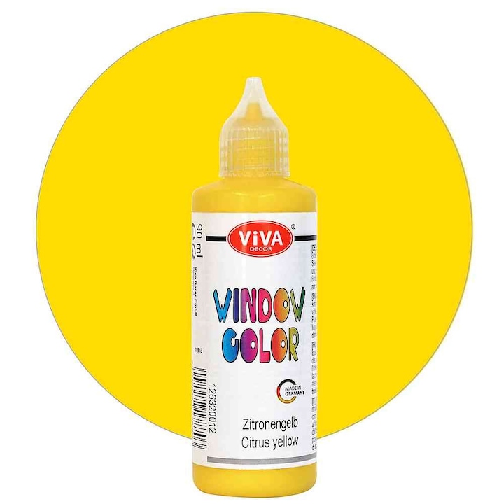 Vopsea pentru ferestre, cu aplicator, VIVA DECOR, 90ml Galben lamaie