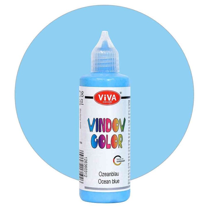 Vopsea pentru ferestre, cu aplicator, VIVA DECOR, 90ml Albastru pescarus