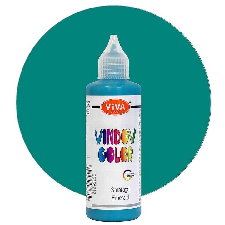 Vopsea pentru ferestre, cu aplicator, VIVA DECOR, 90ml Verde smarald
