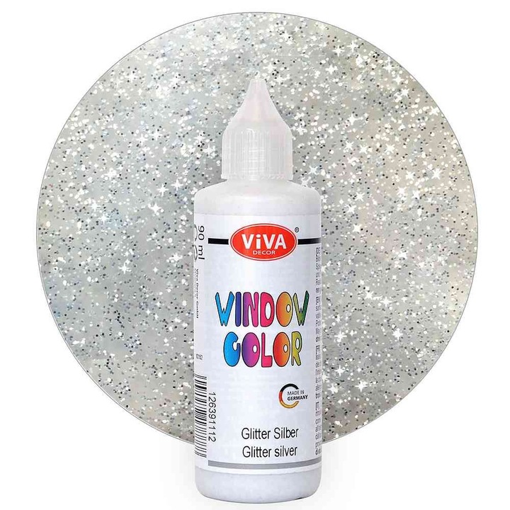 Vopsea pentru ferestre, cu aplicator, VIVA DECOR, 90ml Argintiu silver