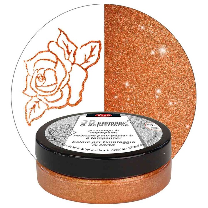 Vopsea 3D pentru stampilare si hartie VIVA DECOR, 50ml Cupru