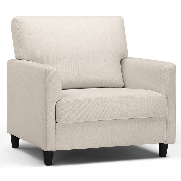 Fotel, ergonomikus lenvászon anyagból, 82x78x93cm, szivacsbetéttel, fehér