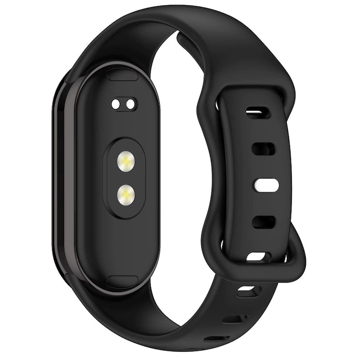Curea de schimb pentru Xiaomi Mi Band 8 / 9 / 10 – silicon moale, cleme metalice, prindere rapida, negru