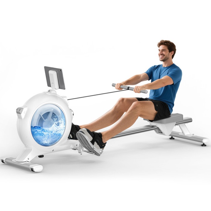 Гребен тренажор, двойна система вода-магнит, 32 стъпки, Bluetooth, 182x50x60см