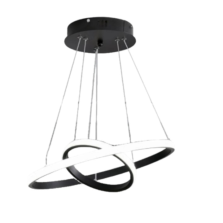 Macvi, Modern LED csillár 27W, Minimalista kör alakú dizájn, Ø20–40 cm, Hideg fehér 6500K, 220V, Fekete, Nappaliba, Hálószobába, Irodába