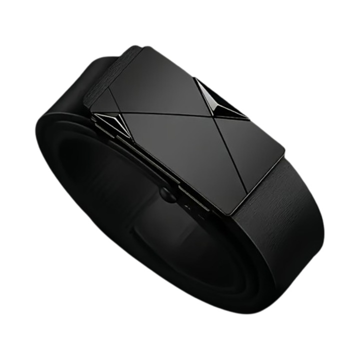 Curea eleganta office, din piele sintetica, neagra, culoare neagra, lungime 130 cm