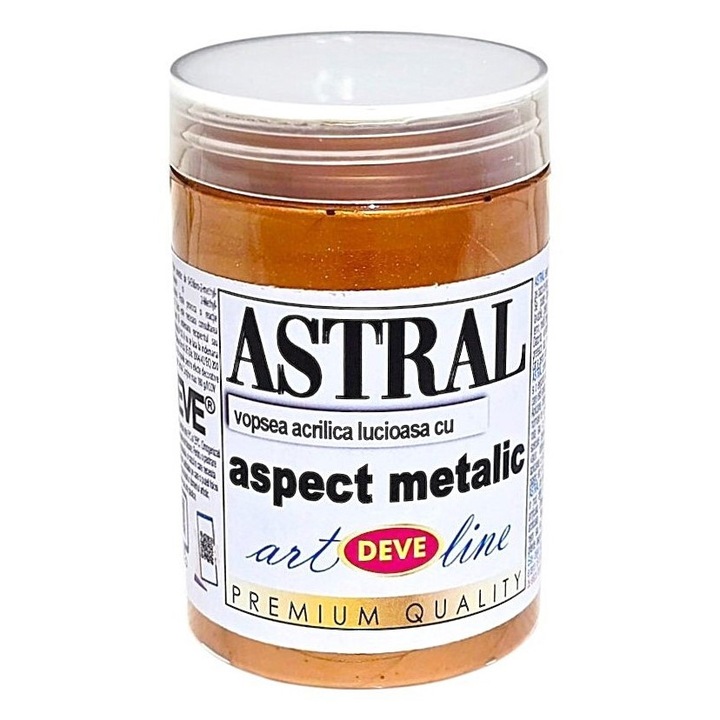 Металическа декоративна боя ASTRAL, DEVE, LUXOR 200 мл, Бронз, за декоративни елементи, дърво, метал, стени, радиатори на закрито или открито