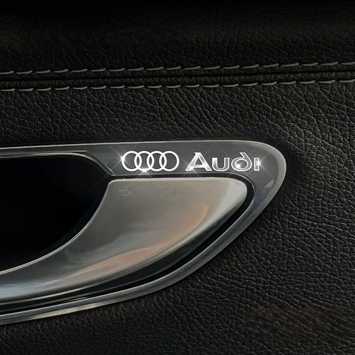 Audi logó 8 db dekoratív matrica 3D fém ezüstözött, autó audi A4 Q5 A6 Q3 A3