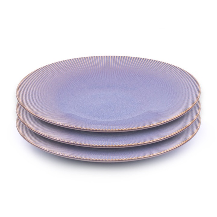 Set 3 Farfurie ceramica glazurata, Intinse, 10 inch / 25cm, Mov