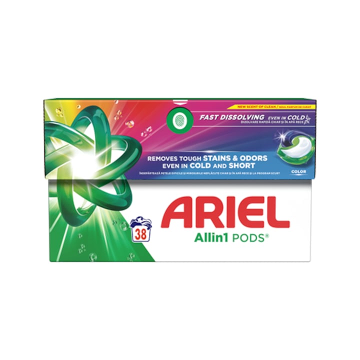 Mosószer kapszulák, Ariel, All-in-1 PODS Color, 38 mosás, univerzális