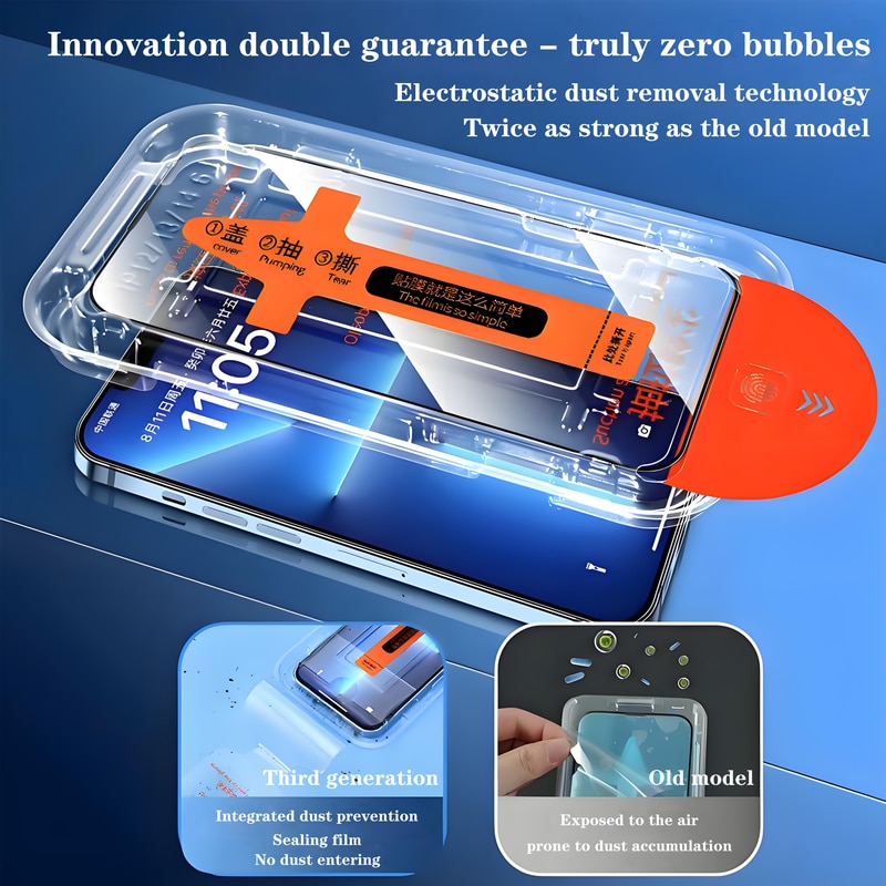 Folie de protectie sticla pentru iPhone 15 Pro, 9H, ultra-clear, anti-amprente, set complet