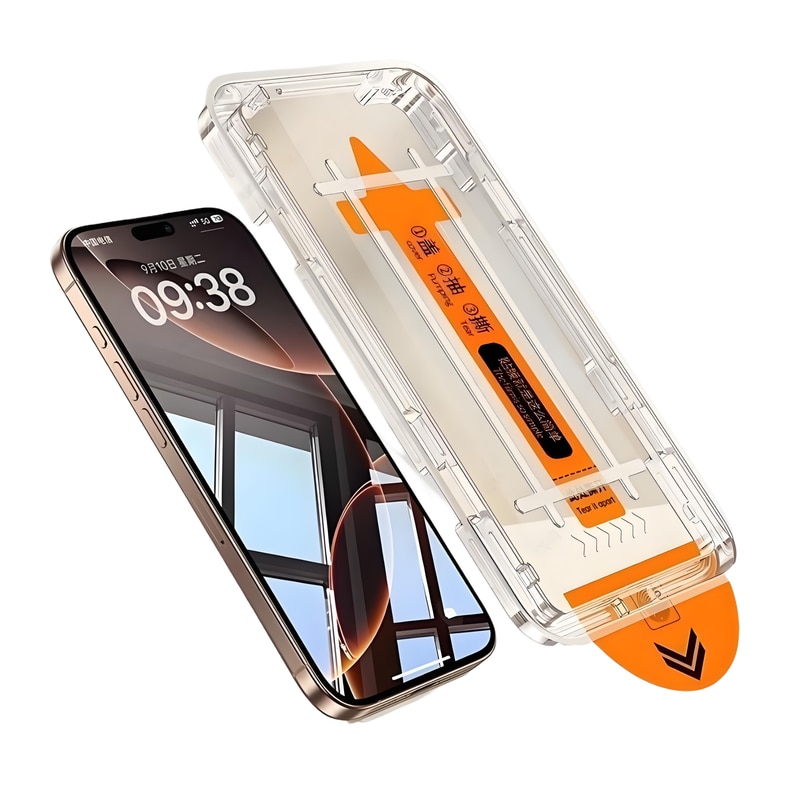 Folie de protectie sticla pentru iPhone 15 Pro, 9H, ultra-clear, anti-amprente, set complet