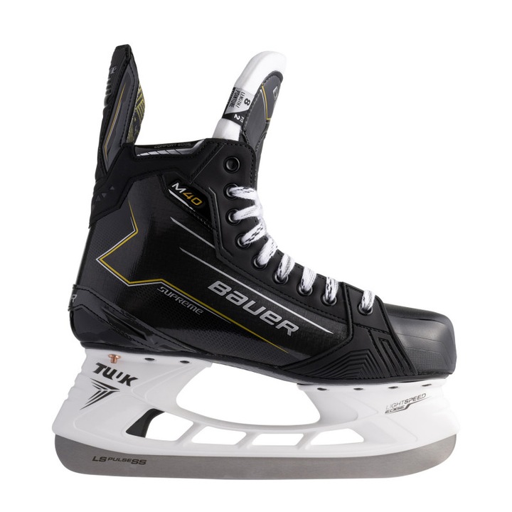 Bauer, Kompozit hoki korcsolya, hőformázható, LS Pulse SS pengével és Tuuk Lightspeed tartóval, Supreme M40 INT Fit 2, Fekete, 40.5 EU