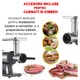 Masina de tocat carne Latkon® MG-001, 2000 W, Angrenaje Metalice, 3 Site de tocat, Accesoriu pentru suc rosii, Carnati, Kibbeh, Cutit Inox, Functie Reverse, Compartiment pentru site, Gri