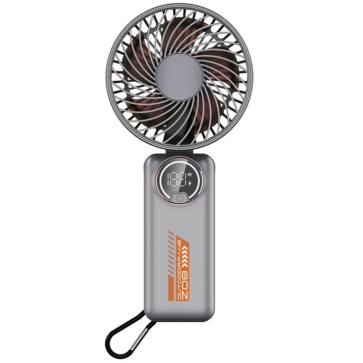 Ventilator Portabil cu Baterie si Display Digital, 3600mAh, H79, Silicon, White