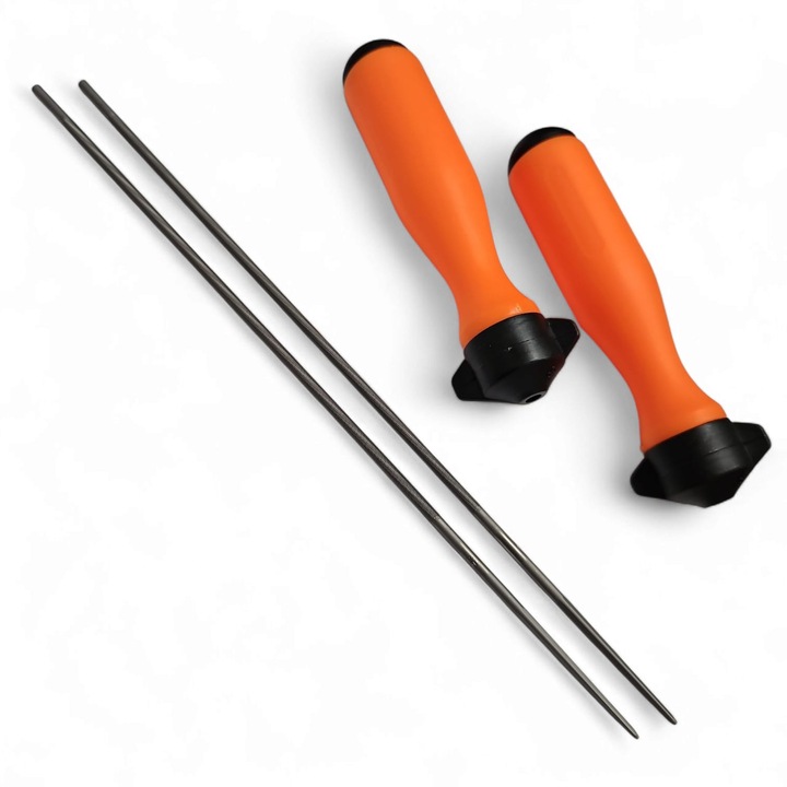 Set 2 pile pentru lant mini drujba, 3.2mm, Elvetia, cu 2 manere portocalii de suport, compatibile cu toate marcile, Vallorbe