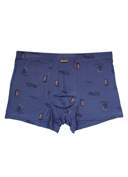 Set 2 perechi Boxeri barbati,40S Modal printat, Inaltime medie, stretch, mov albastru, 4XL-5XL, Talie 88-98cm