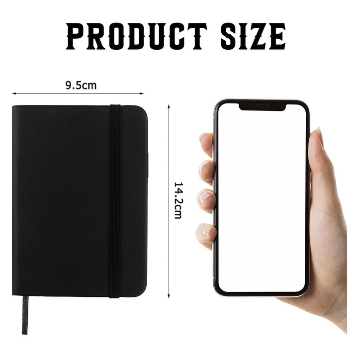 Комплект от 3 ретро тефтера/химикалка, Axroad Mall, Кожен дневник с твърди корици A6, 160 страници, 70 гр/м², Водоустойчив, Лесен за писане, С хоризонтални линии, За писане, пътуване, бизнес, работа и училище, 9.5*14.6 см, Черен