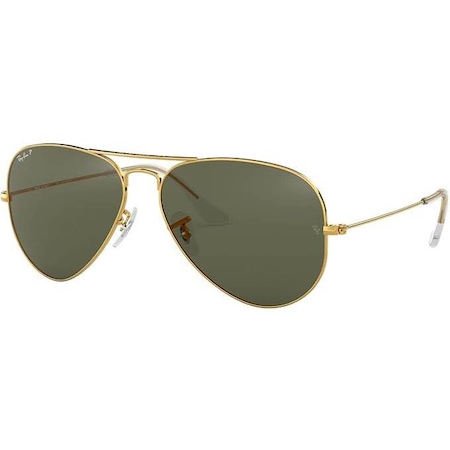 Ochelari de soare Ray-Ban Aviator RB3025, 55-14-135 Standard, Polarizat auriu-verde