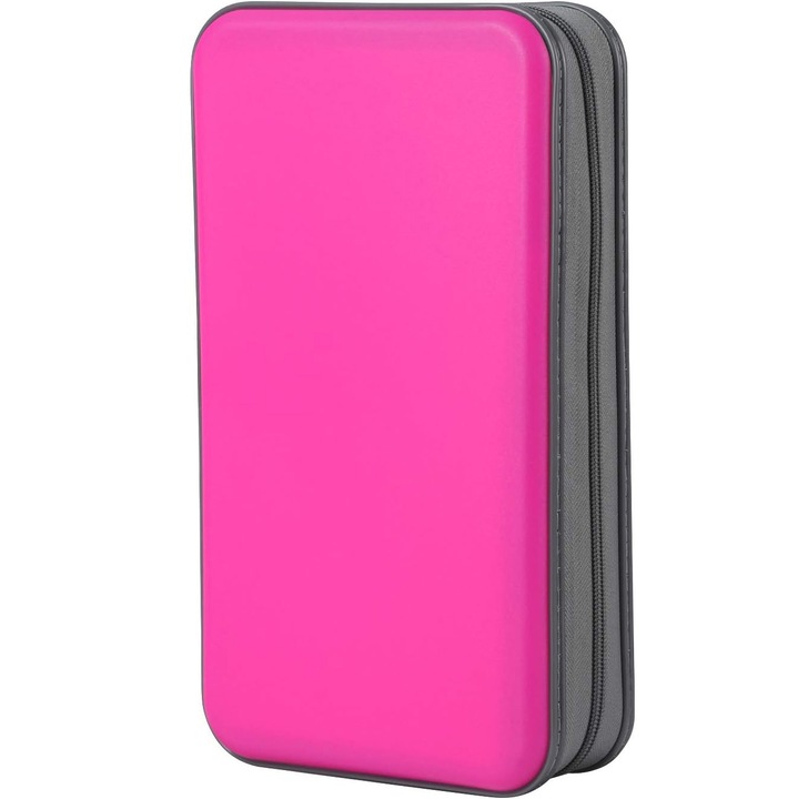 Mapa CD/DVD 96 Locuri alavisxf xx, Casa + Auto - Organizator cu Buzunare Transparente si Fermoar, din Polipropilena (PP) cu Maner Portabil-Roz