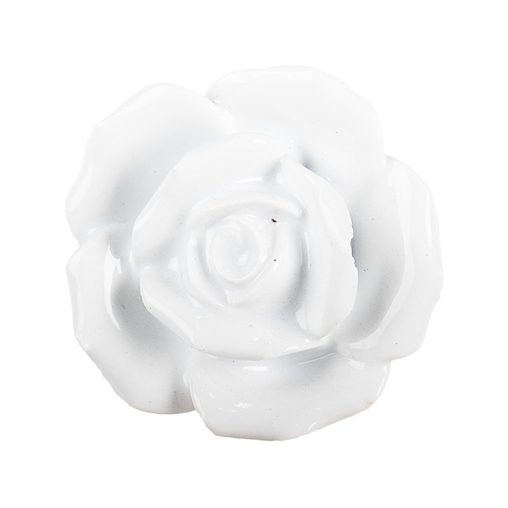 2 db-os fehér kerámia bútorgomb szett Virág Ø 4x3 cm