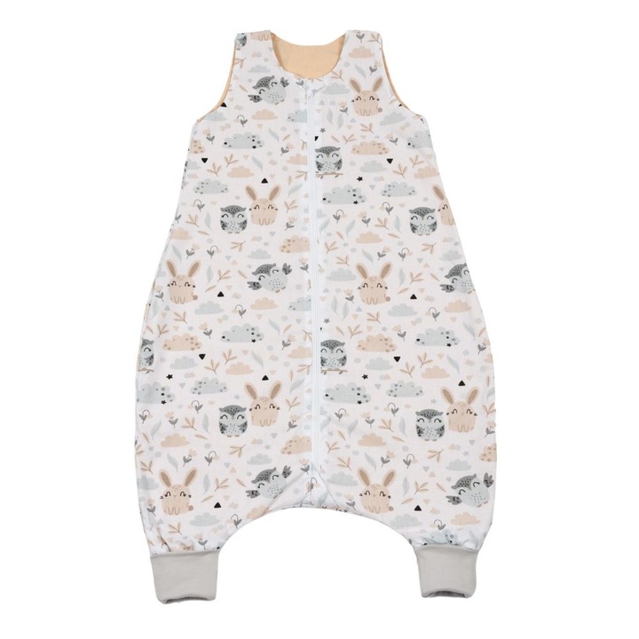 Sac de dormit cu picioare de vara pentru copii 18-36 luni Kidizi Forest Friends 0.5 tog, mansete transformabile in soseta