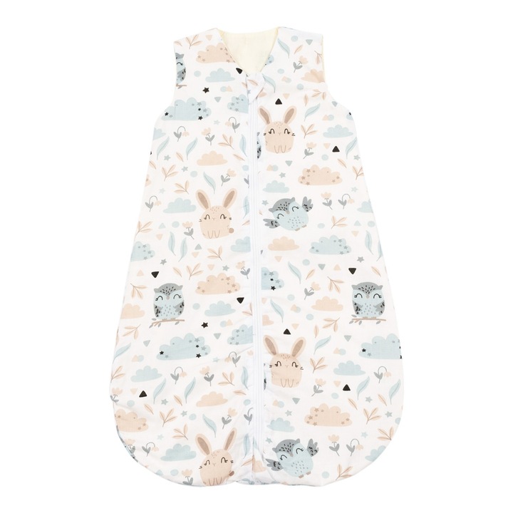 Sac de dormit bebe de vara din bumbac 100% 0-3 luni Kidizi Forest Friends, 0.5 tog