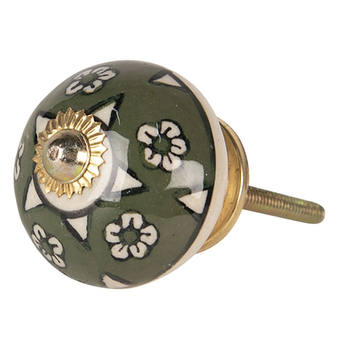 Set 2 butoni mobilier ceramica multicolora metal auriu Ø 4x4 cm