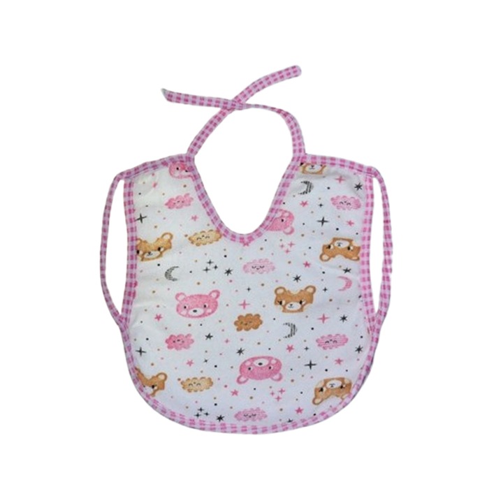 Baveta cu 2 straturi, impermeabila pentru bebe, Mini Junior BVT0805R, Roz 3-6 luni