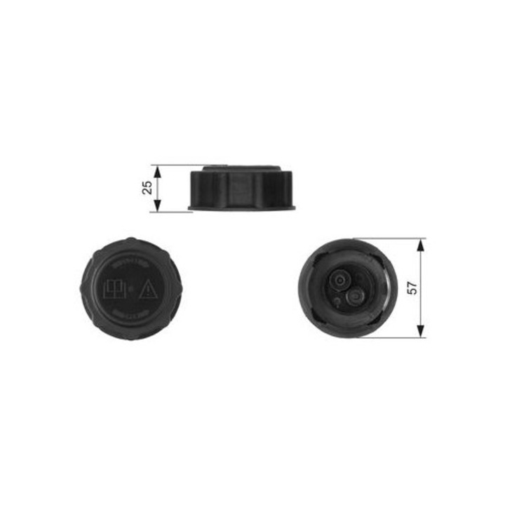 Hűtőtágulási tartály GATES, nyomás 1,1 bar, átmérő 57 mm, magasság 25 mm