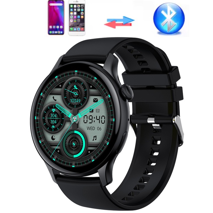 Ceas SmartWatch de lux, 1.43inch AMOLED Rotund HD Full Touch