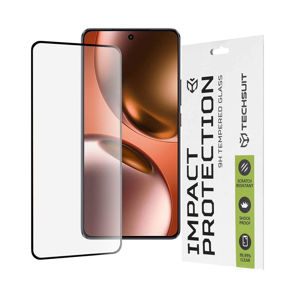 Folie de protectie Ecran Techsuit pentru Realme GT 7, Sticla Securizata, Full Glue, 111D Transparent/Negru