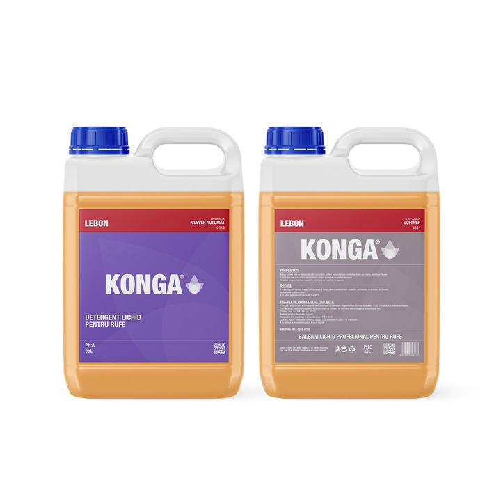 Комплект за пране: Течен перилен препарат Лавандула 5 л + Омекотител Лавандула 5 л, Автоматичен, 110 пранета