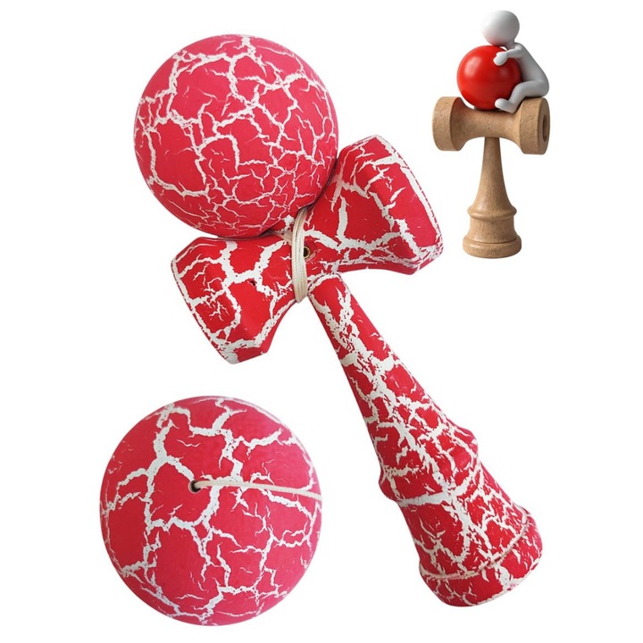 Professzionális Kendama, Fagolyó, Művészi Dizájn Repedt Kivitellel + Telefonmatrica, 111KD