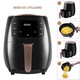 Set friteuza cu aer cald si forma de silicon rosie NEXTLY, gatire fara ulei, Air Fryer capacitate 6 litri, 2400W, 8 programe de gatire, Touch Control, afisaj digital, negru