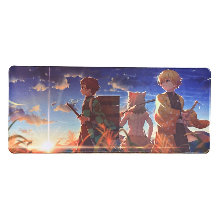 Mousepad Demon Slayer, Nezuko, Tanjiro, Shinobu, Zenitsu, 700x300mm, baza din cauciuc antiderapant