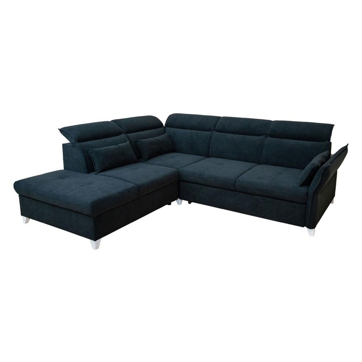 Coltar Extensibil Barry - Vega 70 Stanga, cu Lada de Depozitare, 272 x 146 x 101 cm, Stofa Neagra