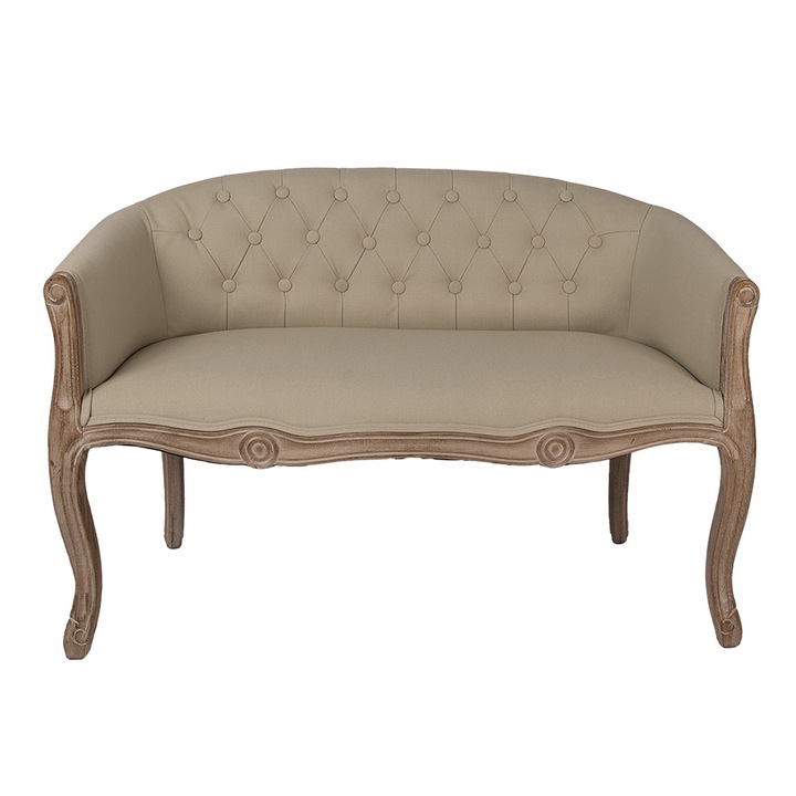 Bancuta lemn maro textil bej 104x55x70 cm