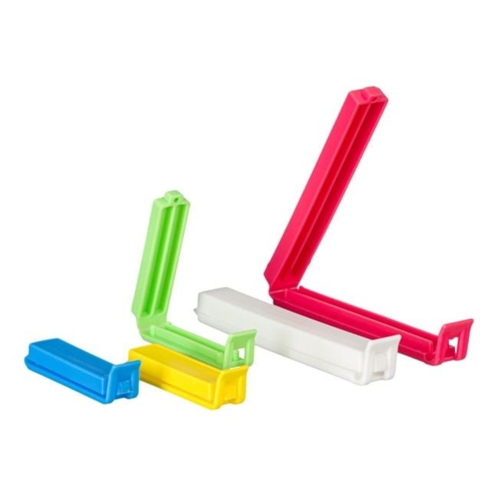 Set 4 clipsuri plastic ANTBRO® – clesti ermetici pentru sigilarea pungilor, reutlizabili, pentru depozitare alimentara