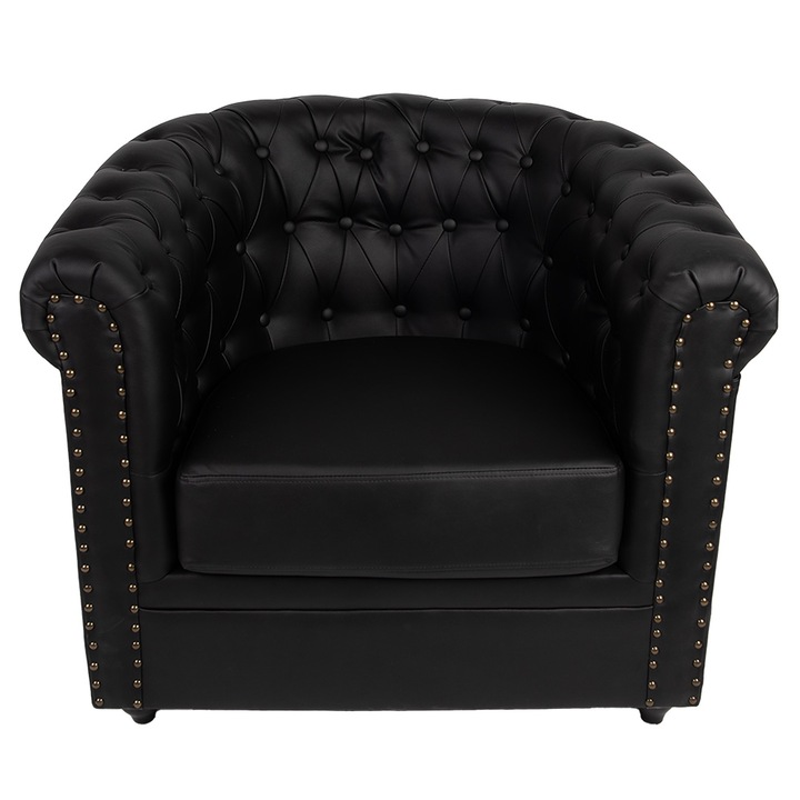 Fotoliu piele ecologica neagra 80x75x72 cm