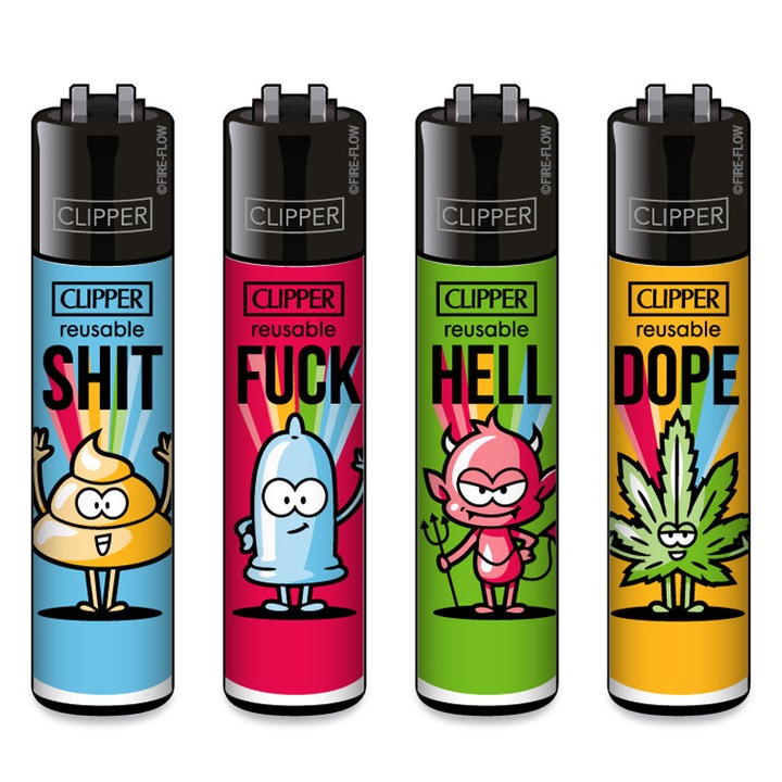 Clipper öngyújtó szett Clipper öngyújtó szlogen Sh*t, F*ck, Hell, Dope x4