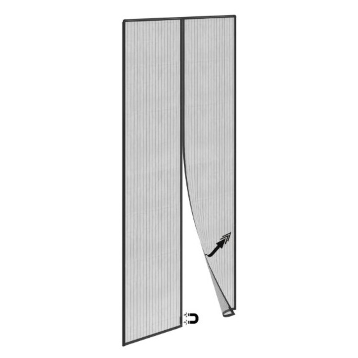 Plasa tantari pentru usa, tip perdea cu magnet, 100 x 230 cm, culoare neagra