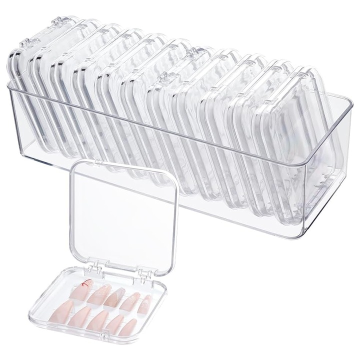 Cutie de depozitare a organizatiei bead, Axroad Mall, 12 PC uri mici cutii de depozitare din plastic, Recipiente detasabile, Cu 1 containere dreptunghi, Portabil, Pentru meserie DIY diamond piese mici, 23*9*6cm, Transparent
