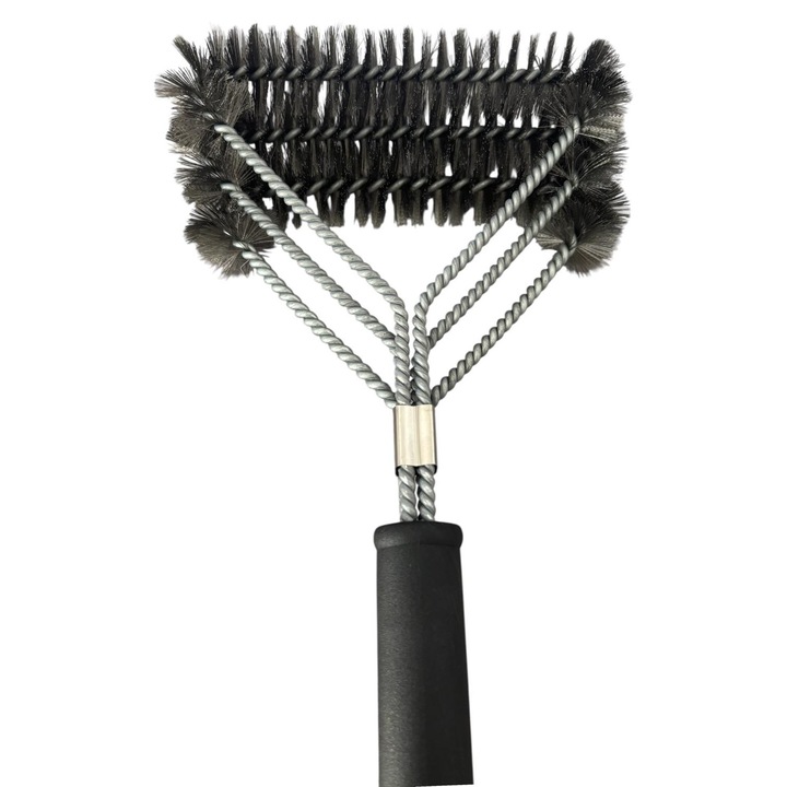 Perie gratar profesionala AVI® cu 3 capete cilindrice paralele din sarma rasucita, 44 x 17 cm, 350 grame, AVI-4984