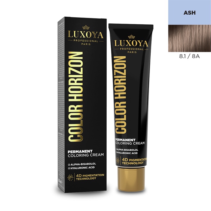 Vopsea de par profesionala cu amoniac LUXOYA Professional Paris COLOR HORIZON 8.1/8A, 60ml