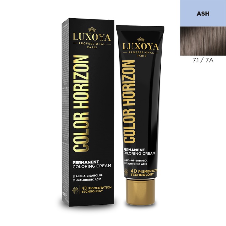 Vopsea de par profesionala cu amoniac LUXOYA Professional Paris COLOR HORIZON 7.1/7A, 60ml